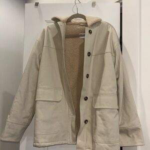 ASOS Cream Sherpa-Lined Button Jacket